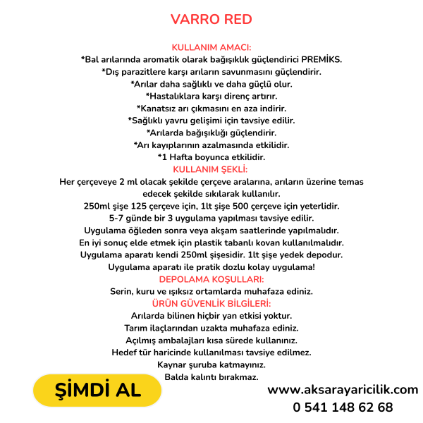 BeeLove Varro Red 250 ml – Arılar İçin Sıvı Premiks