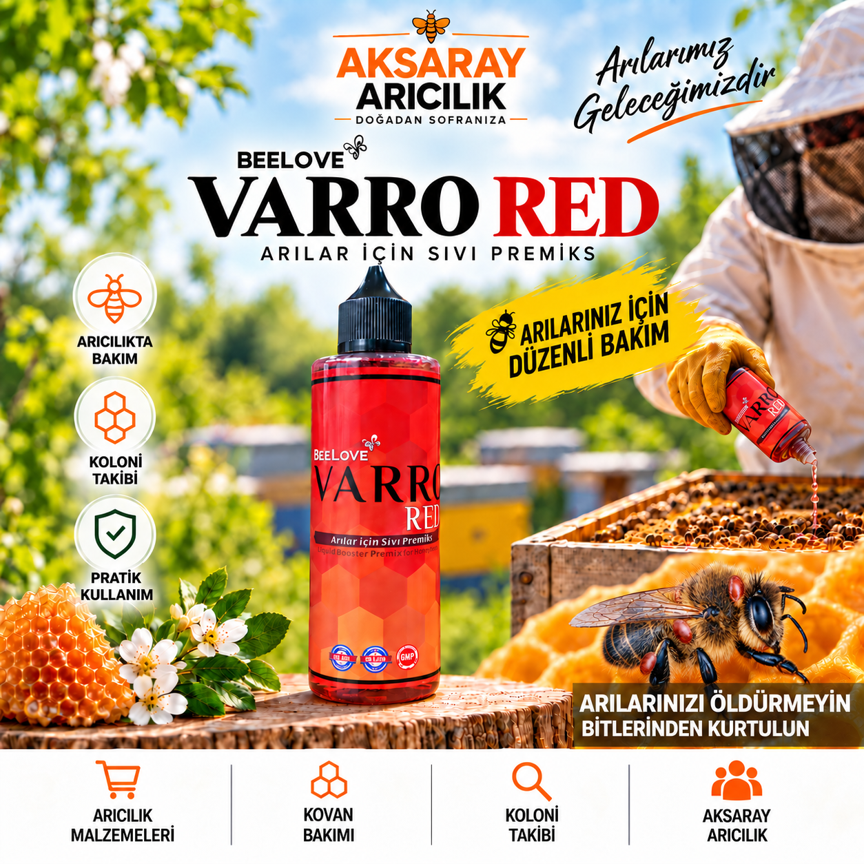 BeeLove Varro Red 250 ml – Arılar İçin Sıvı Premiks