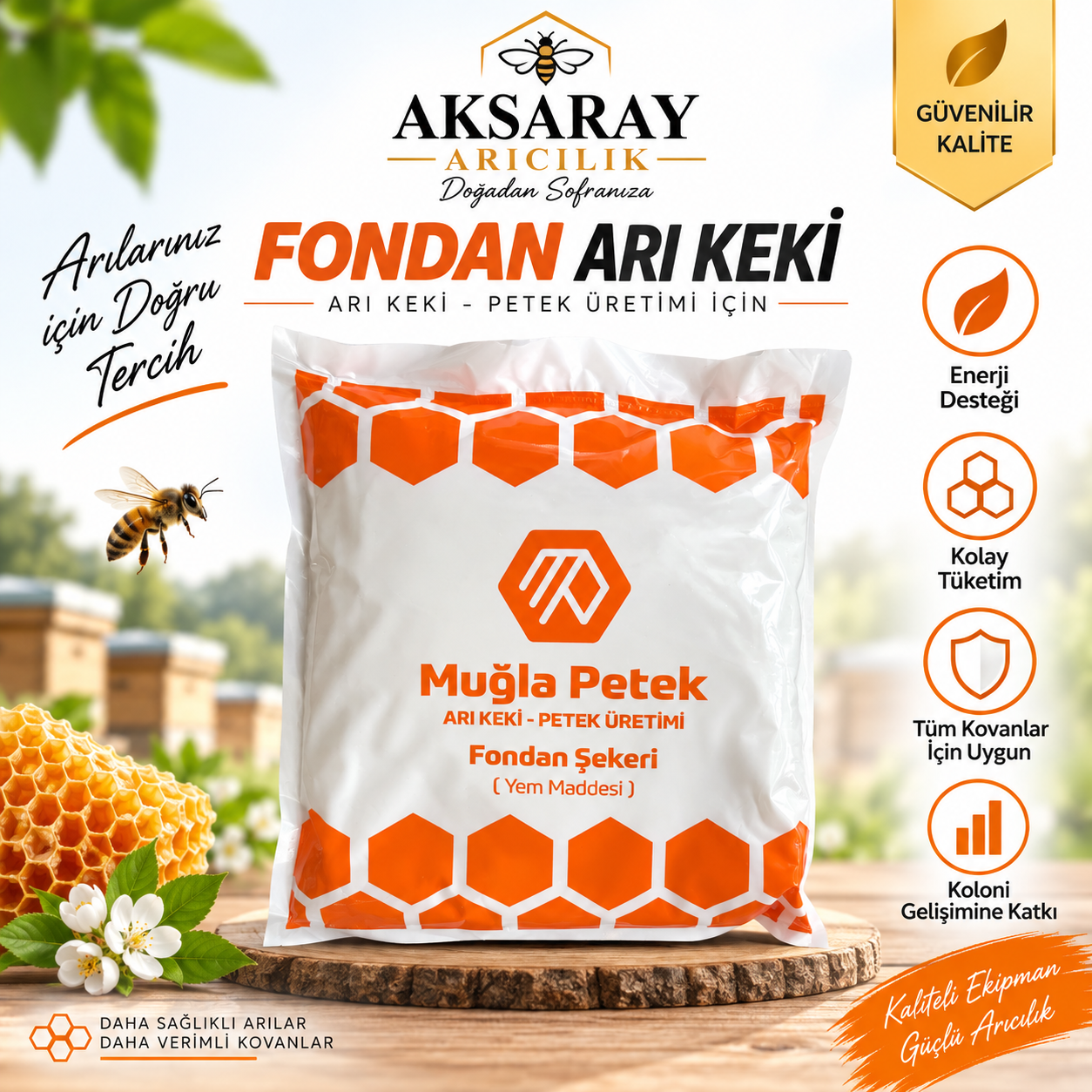 Fondan Arı Keki 1 KG – Arı Besleme Yemi (100 kg ve üzeri ücretsiz kargo)