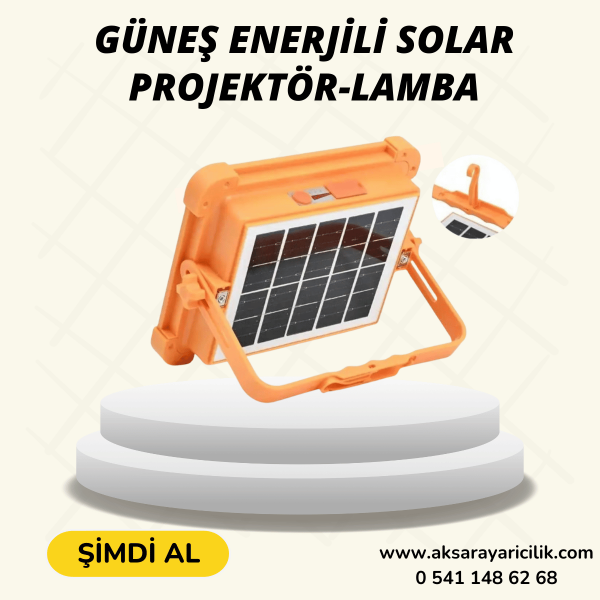 Güneş Enerjili Solar 300w Watt Led Projektör Lamba