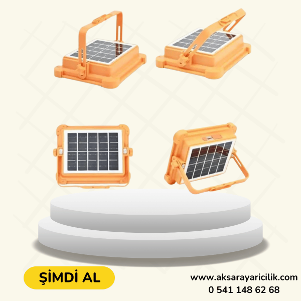 Güneş Enerjili Solar 300w Watt Led Projektör Lamba