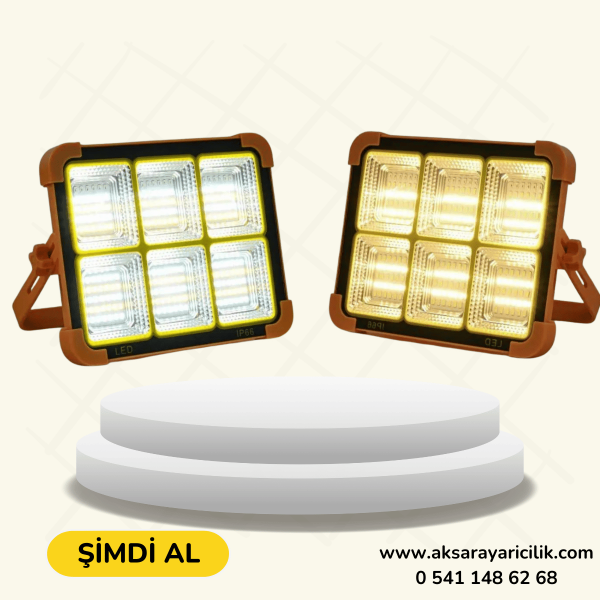 Güneş Enerjili Solar 300w Watt Led Projektör Lamba