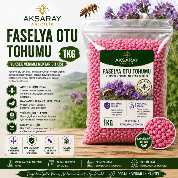 Faselya Otu Tohumu - 1 Kg | Arı Otu Tohumu Nektar ve Yem Bitkisi