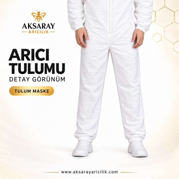 Arıcı Tulumu – Maskeli Tam Boy Beyaz Tulum Maske