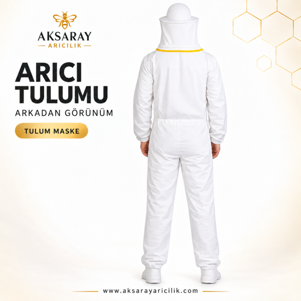 Arıcı Tulumu – Maskeli Tam Boy Beyaz Tulum Maske