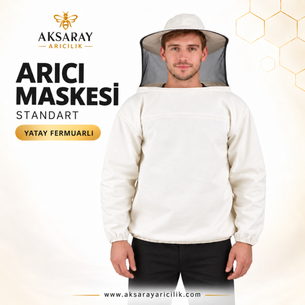 Arıcı Maskesi Standart – Yatay Fermuarlı Beyaz Model