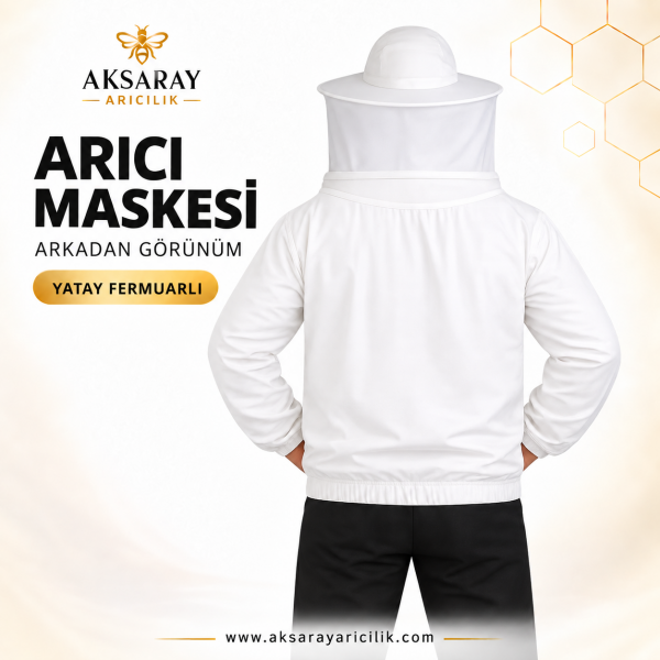 Arıcı Maskesi Standart – Yatay Fermuarlı Beyaz Model