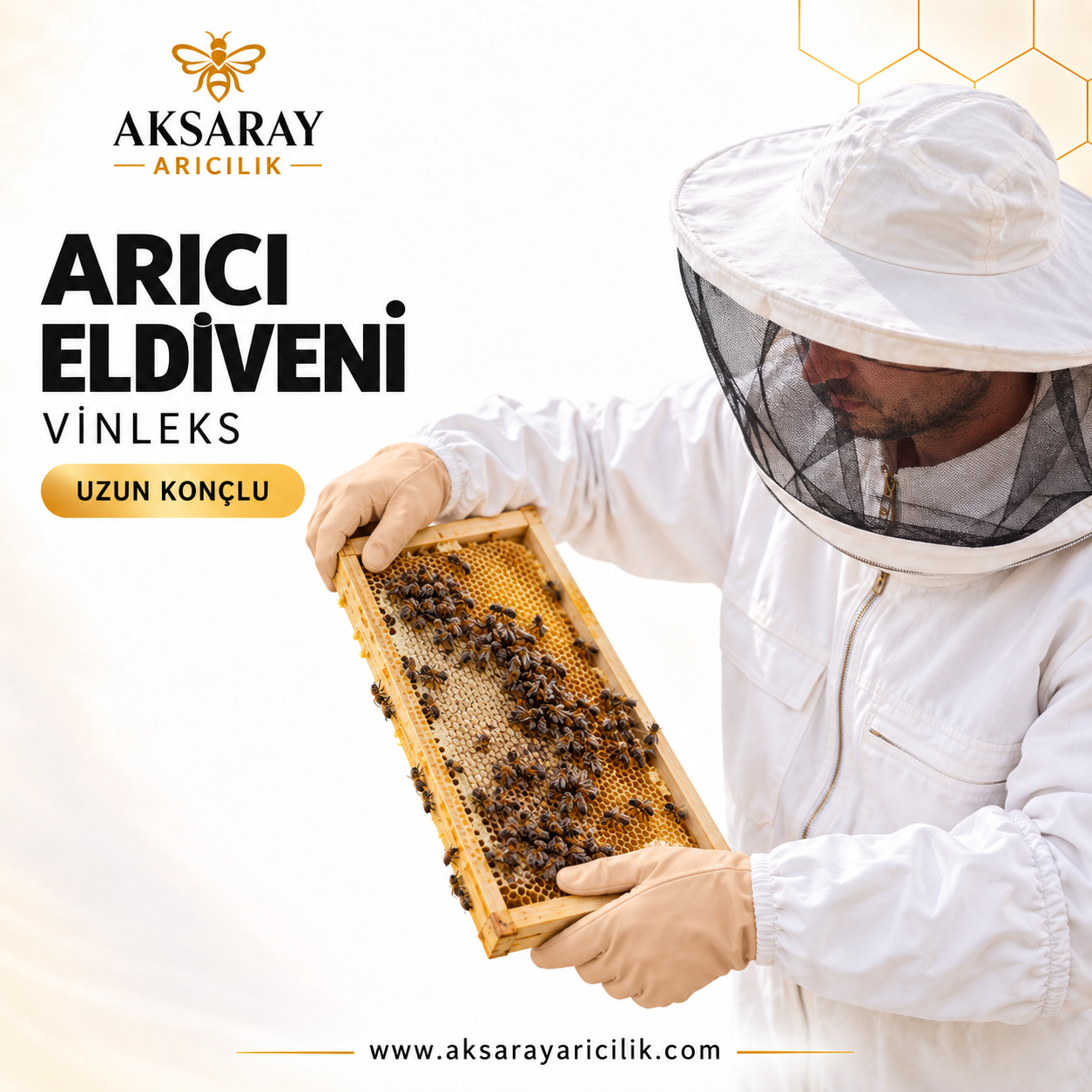 Arıcı Eldiveni Vinleks – Uzun Gabardin Konçlu Arıcılık Eldiveni