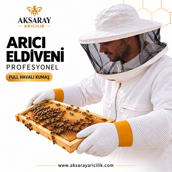 Profesyonel Arıcı Eldiveni | Hakiki Deri Havalı Kumaş Uzun Kollu