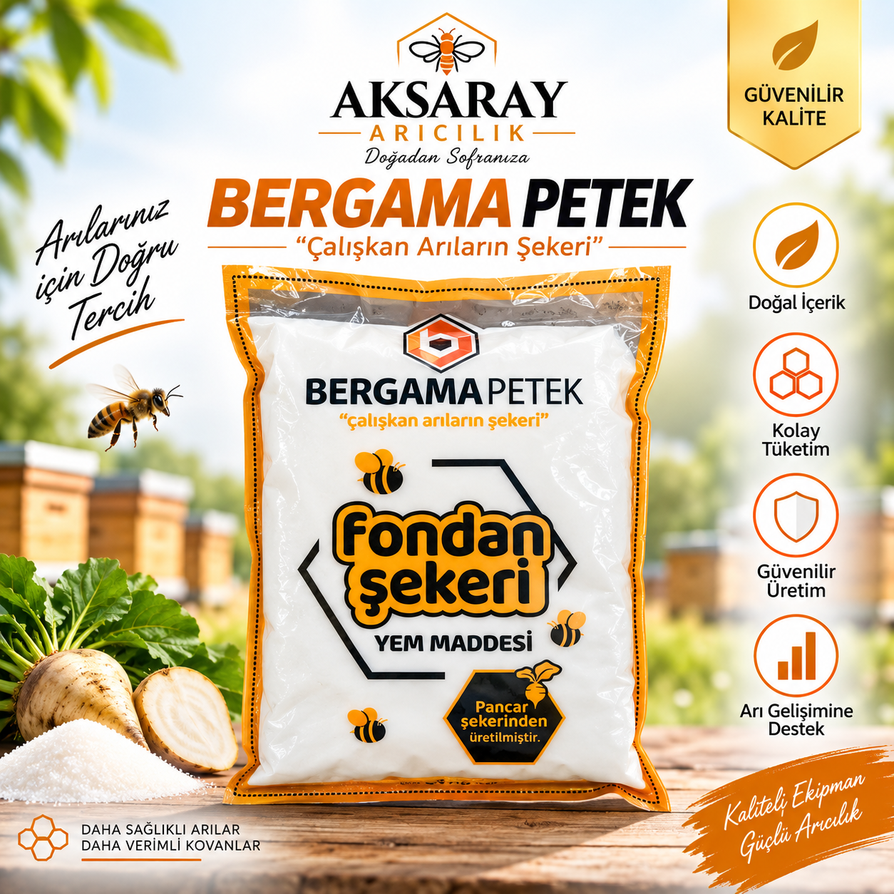 Fondan Arı Keki Bergama Petek – Arı Besleme Arı Yemi 1 KG