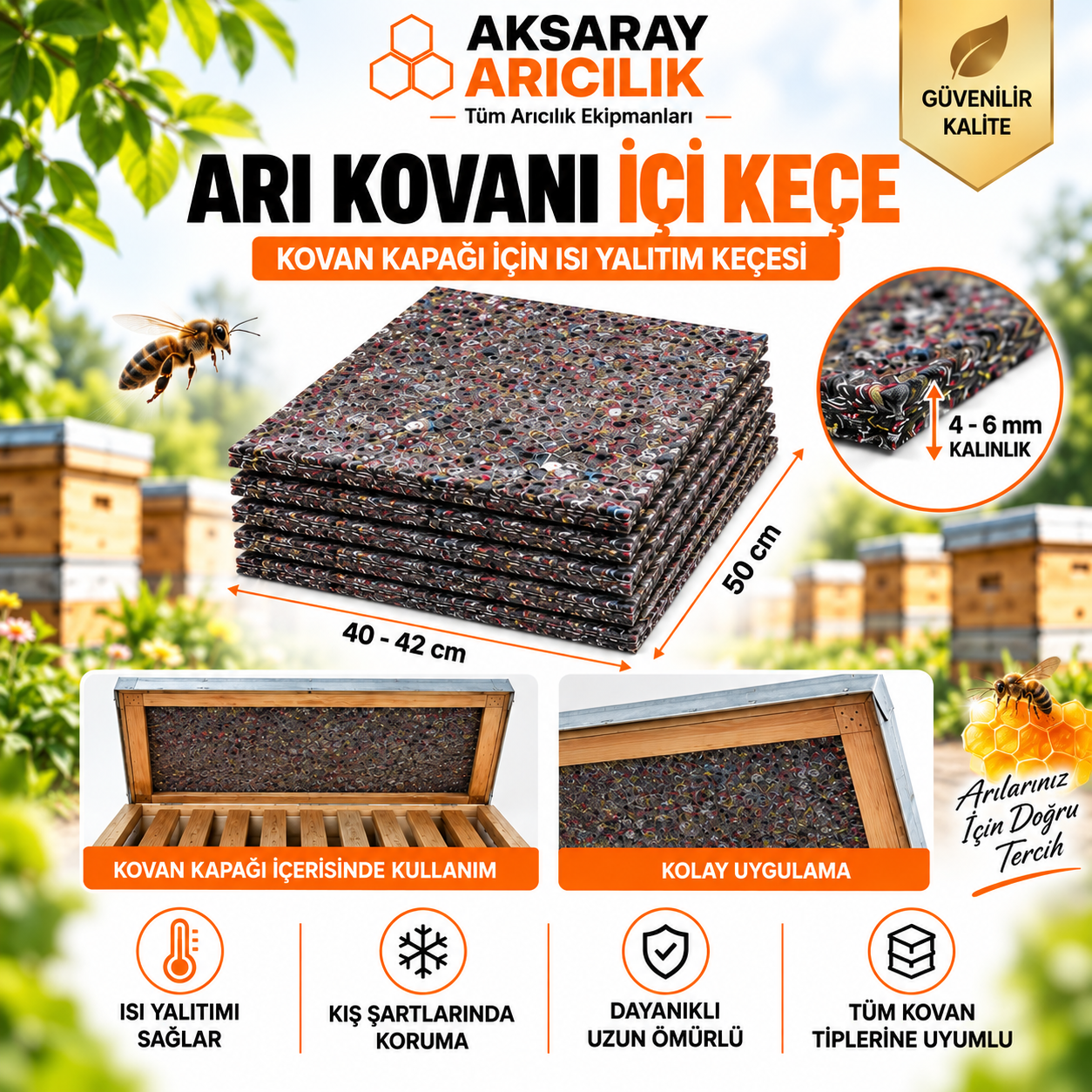 Arı Kovanı İçi Keçe – Kovan Isı Yalıtım Keçesi 1 Adet