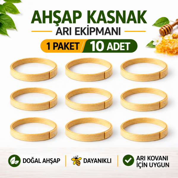 Ahşap Arı Kovanı Kasnağı 10 Adet – Petek Bal Üretimi İçin