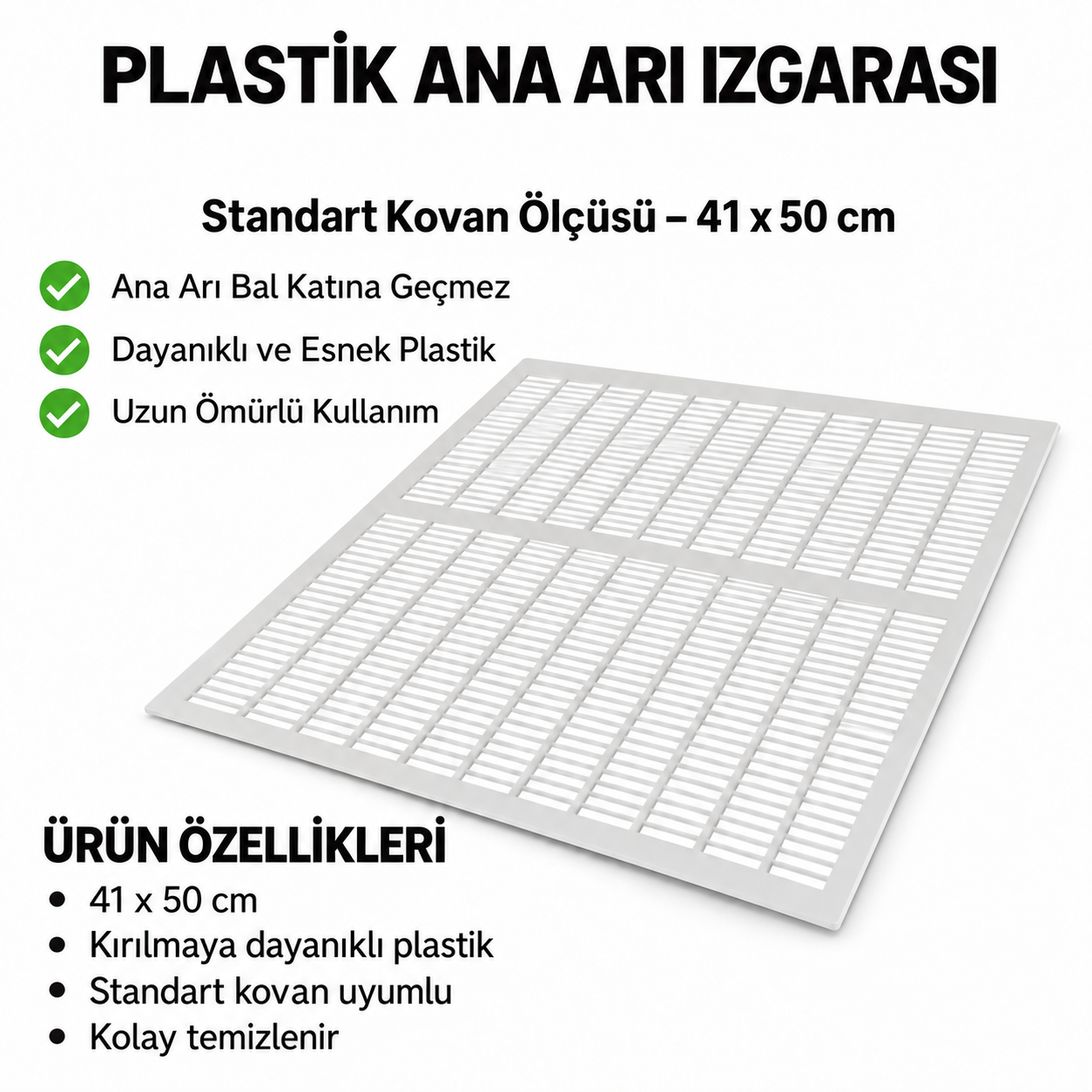 Plastik Ana Arı Izgarası 41 × 50 cm – Kovan Bal Katı Izgarası