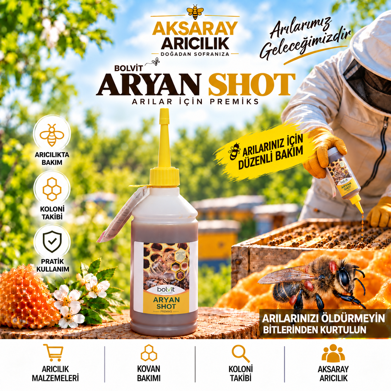 Bolvit Aryan Shot 250 ml – Arılar İçin Premiks